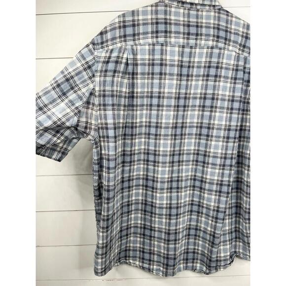 Duluth Trading Co Blue Plaid Short Sleeve Button-Up Collared Shirt Size L Hemp - Picture 7 of 10